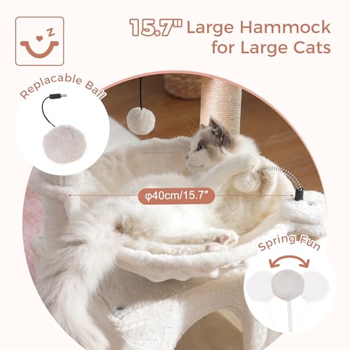 and Removable Top Perch and Wide Condo for Indoor Cats-Beige