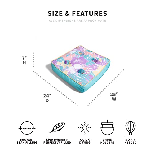 Tropical Hibiscus Aqua Double Sided Mesh