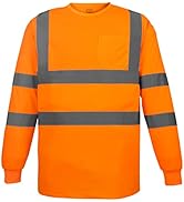 wefeyuv Safety T Shirt Reflective High Visibility hi vis Long Sleeve T Shirt