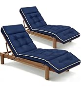 MAGIC ELEPHANT Chaise Lounge Cushion Outdoor, Memory Foam Patio Lounge Chair Cushion with Ties fo...