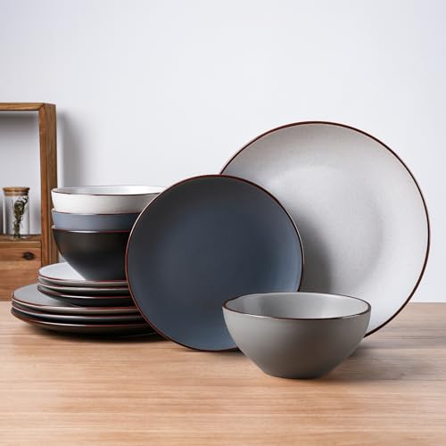12 Pieces Speckled Stoneware Dinnerware Set for 4