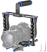 NEEWER Video Camera Cage Rig with Arca Type Base/Dual Grips/Expansion Holes/15mm Rods, Universal ...