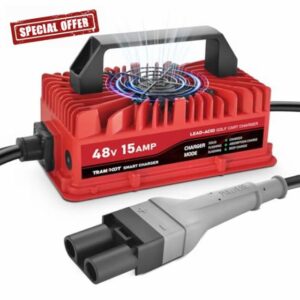 15 Amp Golf Cart Charger for 48 Volt Yamaha G19-22 Lead Acid Battery with Upgraded 2-Pin Plug | Smart Charging + Auto Trickle Charger