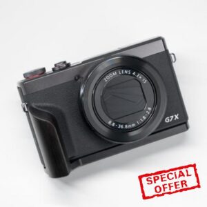 Wood L Handle Grip + Aluminum Alloy Baseplate for Ca Non G7X Mark III G7X3 Camera (Ebony + Black Base)