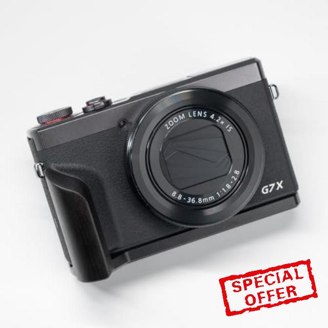Wood L Handle Grip + Aluminum Alloy Baseplate for Ca Non G7X Mark III G7X3 Camera (Ebony + Black Base)