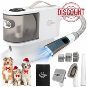Dog Vacuum & Grooming Kit - Low Noise Pet Hair Remover