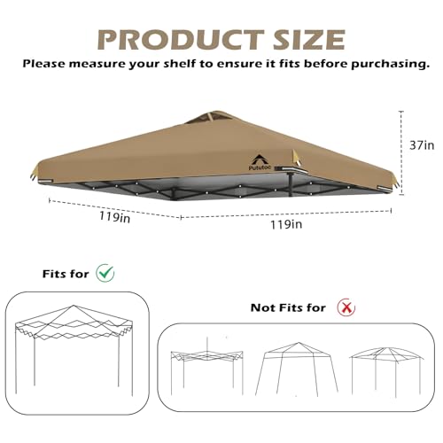 Adjustable Elastic Straps for Outdoor Patio Garden Sun Shade Tent (Frame not Include) (Khaki)