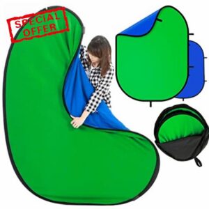 Blue Green Screen Backdrop Double Sided Collapsible Greenscreen Backdrop with Carrying Bag