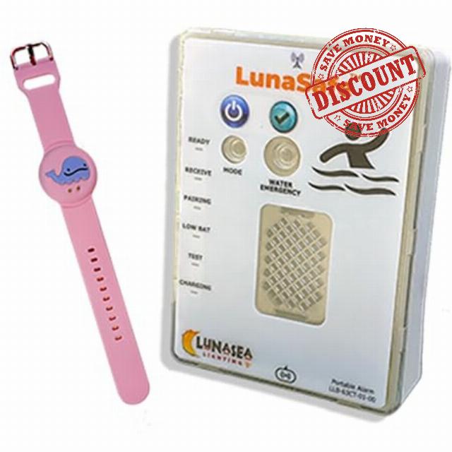 LunaSafe Child Immersion Pool/Water Alarm Kit with Pink Transmitte
