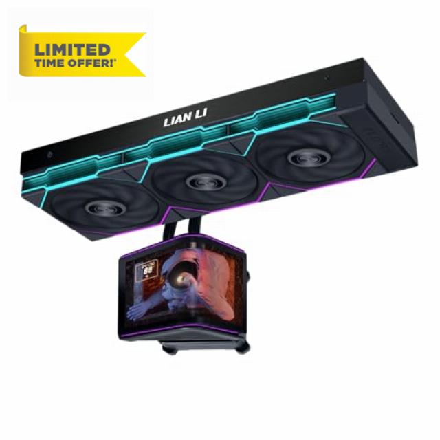 Lian Li Hydroshift II OLED Curved 360TL RGB Liquid CPU Cooler - 360mm AIO - 3x120mm TL Flex Fans - 6.67" Screen - 3D Animation Effects - Low Noise - LGA 1851/1700