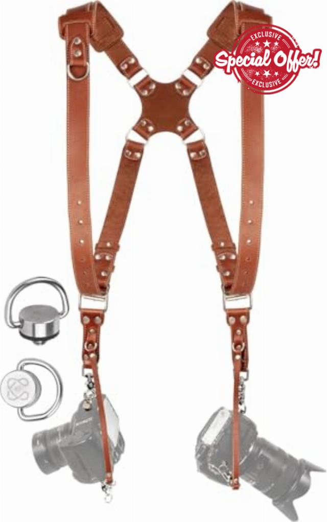 C Coiro Dual Camera Harness Leather Camera Strap DSLR/SLR