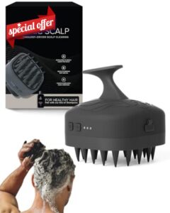 Black Wolf Sonic Scalp Scrubber - Electric Hair & Scalp Massager Brush with 3-Speed Oscillation - Rechargeable Shower Brush & Head Scrubber with Soft Silicone Bristles for Deep Clean & Exfoliatio