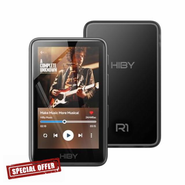 HiBy R1 HiFi MP3 Player with Bluetooth 5.1 Tidal Qobuz DSD 256 Native Lossless Music Player with Touchscreen/Hi Res Audio Certified/MSEB Tuning/2TB Expanded Memory