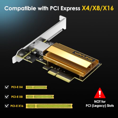 PCIe x4/x8/x16 Ethernet Card for Windows 11/10 & Linux PC