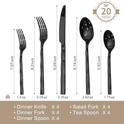 18/10 Stainless Steel Cutlery Set with Diamond Cut Pattern for Kitchen