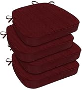 downluxe Indoor Chair Cushions for Dining Chairs, D-Shaped Chair Pads with Ties, Non Slip Memory ...
