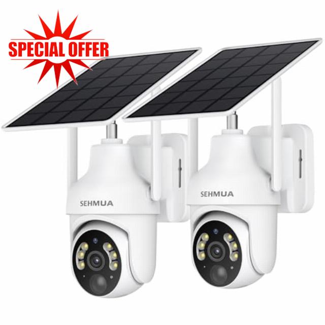 SEHMUA 2K Solar Security Cameras Wireless Outdoor