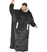 yescool Wearable Blanket Hoodie, Flannel Sherpa Fleece Blanket Sweatshirt for Adults Women Men,On...