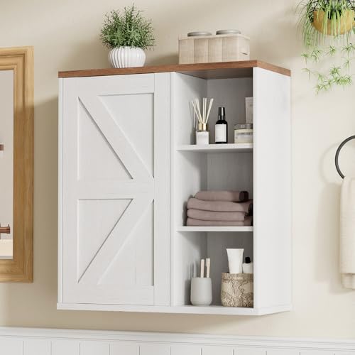 Farmhouse Medicine Cabinet with Barn Doors and Adjustable Shelves