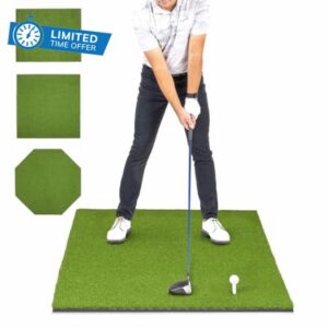 GoSports Elite Golf Hitting Mat for Indoor and Outdoor Practice - Withstands Thousands of Shots - Heavy-Duty Turf Driving Range Mats Works with Golf Simulators - Includes 3 tees - Choose Your Size