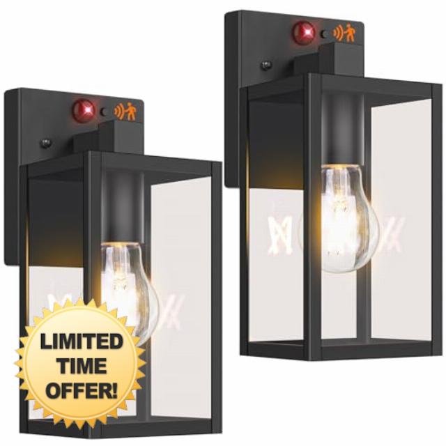 2-Pack Upgraded Motion Sensor Outdoor Wall Lights
