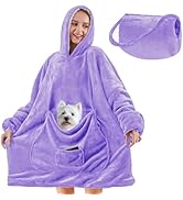 yescool Wearable Blanket Hoodie, Flannel Sherpa Fleece Blanket Sweatshirt for Adults Women Men,On...
