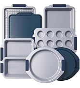 BRONYPRO Nonstick Ceramic Bakeware Set (9 Pieces),Heavy Duty Aluminized Steel Bakeware-Baking Pan...