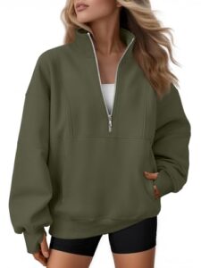 AUTOMET Womens Quarter Zip Oversized Sweatshirts Teen Fleece Pullover Hoodies 2026 Mock Neck Sweater Fall Workout Jacke