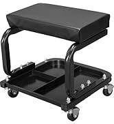Big RED Creeper Garage/Shop Seat: Heavy Duty Rolling Pneumatic Padded Adjustable Mechanic Stool w...