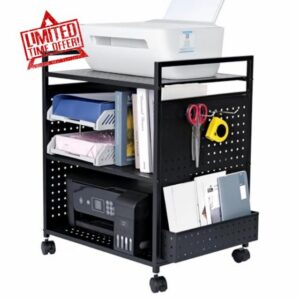 Mythinglogic 3-Tier Rolling Printer Stand with Adjustable Height