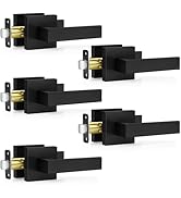 Plustool 10 Pack Matte Black Door Handles, Passage Door Levers for Hall & Closet, Interior Door K...