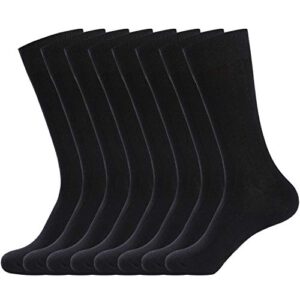 WANDER Mens Dress Socks Double Needle Rib Cotton Solid Premium Socks Lightweight Classic Business Socks 6/8 Pairs 7-12/13-15