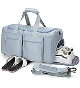 Travel Duffel Bags, Pink Gym Bag with Wet Pocket Weekender Overnight Bag with Shoe Pouch Large Tr...