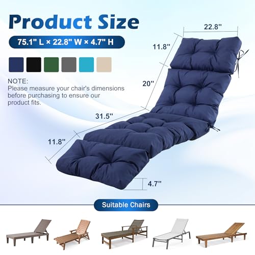 Chaise Cushion with Ties for Patio
