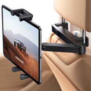 Aomiker Car Headrest iPad Holder - [Aluminium Lockable Arm] Universal Car Tablet Mount Backseat with Foldable Wide Clip