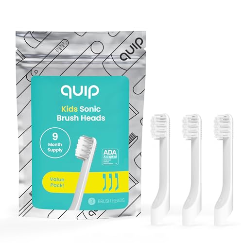 quip Sonic Toothbrush Replacement Heads for Kids - 3 Pack - Verified quip Small Brush Head Refills for Electric Toothbrushes - Soft Bristles