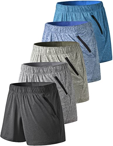 Liberty Imports 1 or 5 Pack Womens Lounge Workout Shorts with Zipper Pockets 5" Inseam Lightweight Athletic Casual Shorts