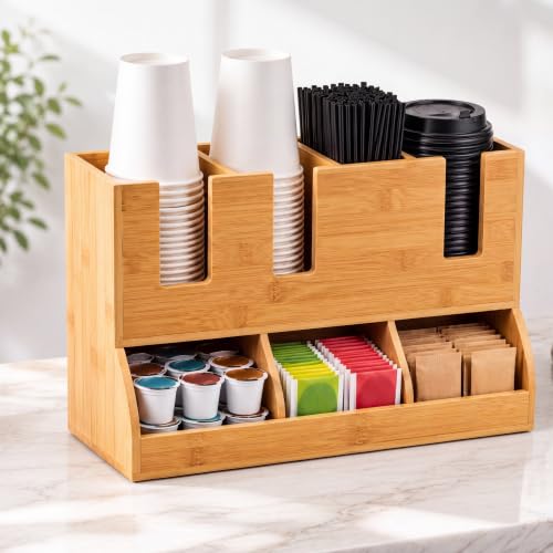 Cup and Lid Holder for Coffee Pod Straw and Lid Storage