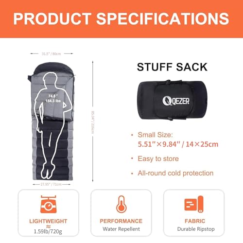 Cold Weather Compact Ultralight All Seasons Sleeping Bag for Backpacking