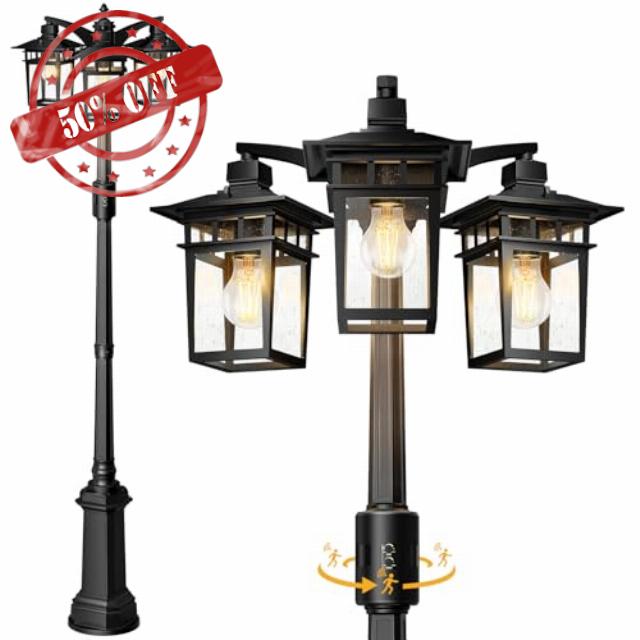 360° Motion Sensor Outdoor Lamp Post Light Fixture