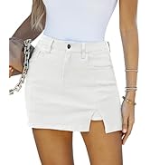 LookbookStore Jean Skorts for Woman High Waisted Casual Stretchy Denim Skirt Side Split Mini Skir...
