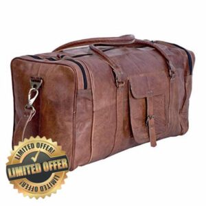 Leather Duffel Bag 32 inch Large Travel Bag Gym Sports Overnight Weekender Bag by Komal's Passion Leather (21 inch)