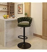 YOUNUOKE Swivel Bar Stool, Adjustable Height Counter Barstool with Woven Low Back, Metal Legs, Fo...