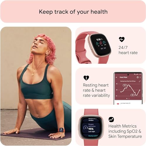 Fit Bit Smart Watch Pink Sand/Copper Rose Bundle with Cleaning Cloth and Charge