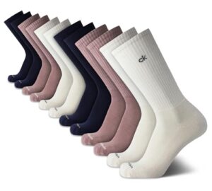 Calvin Klein Mens Crew Socks - 12 Pack Cushioned Breathable Athletic Performance Crew Socks for Men for Sports & Running