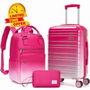 LARVENDER Carry on Luggage 22x14x9 Airline Approved Hardshell Suitcase with Wheels TSA Lock