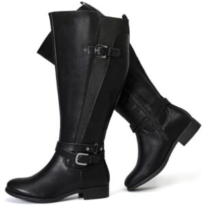 Luoika Women's Extra Wide Calf Wide Width Round Toe Knee High Boots.