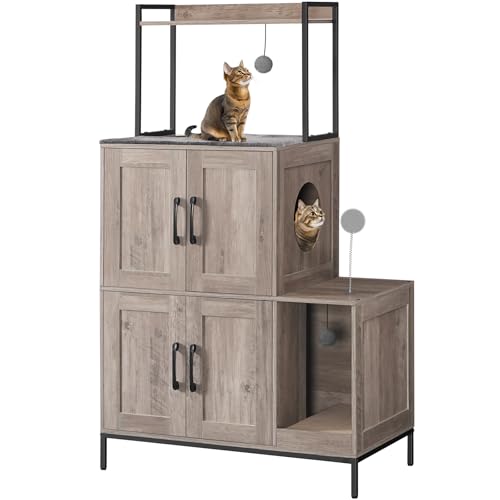 2 in 1 Hidden Litter Box Furniture with Shelf