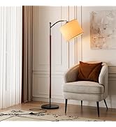 MITELSON Floor Lamp with Shelves, Modern Standing Lamp with Tempered Glass, Large Display Shelf L...