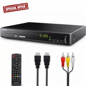LONPOO LP-100 HD Blu-Ray Disc Player for TV with HDMI and AV Cables Upscaling TV CD DVD Player 1080P